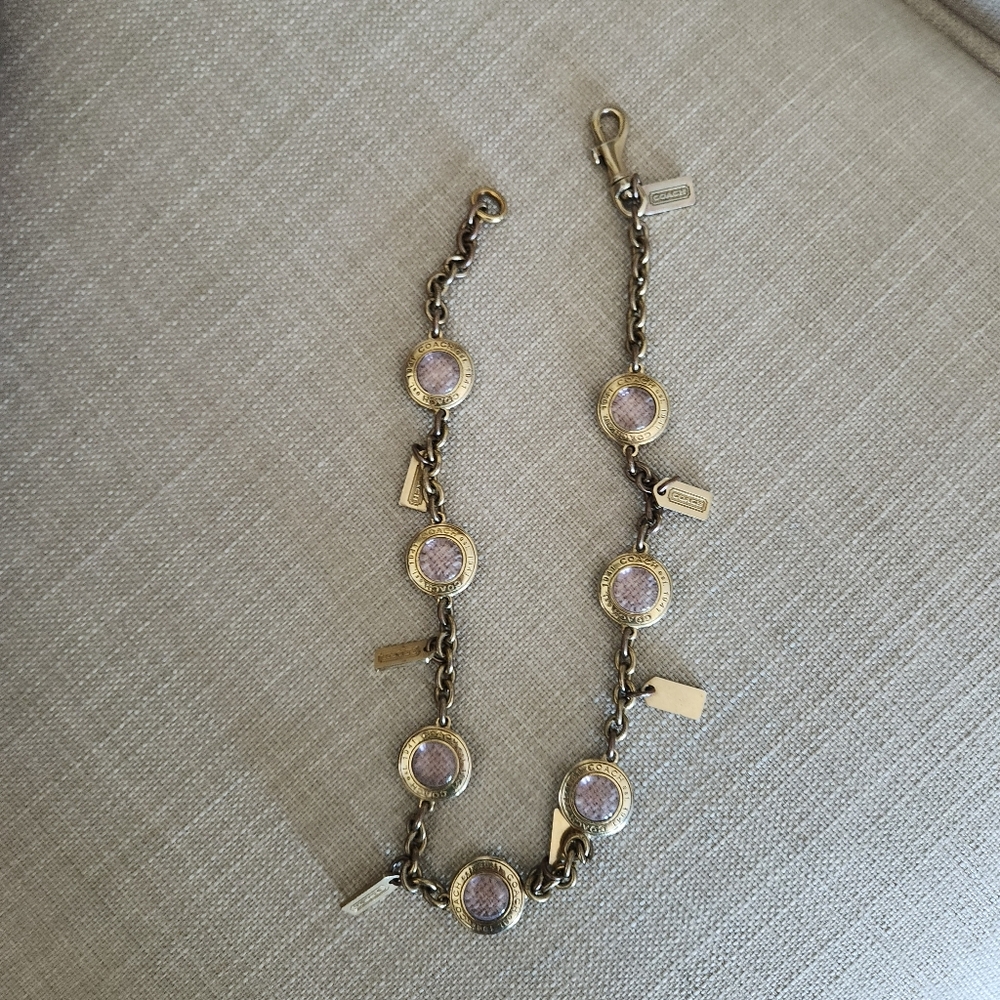 Vintage Rare Coach 1941 Pink Glass Snaphead Cabochon Necklace 🔥 - Picture 12 of 16